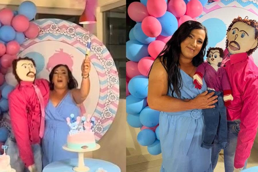 Mujer que se casó con un muñeco de trapo organiza fiesta de revelación de género para su segundo hijo 