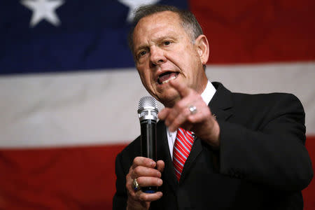 Roy Moore speaks during a campaign event in Fairhope, Alabama. REUTERS/Jonathan Bachman