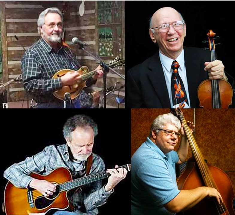 Legends of WV Bluegrass (clockwise from upper left): Jackie Kincaid, Buddy Griffin, David O’Dell, Roger Hoard – Photo Courtesy: Carnegie Hall WV