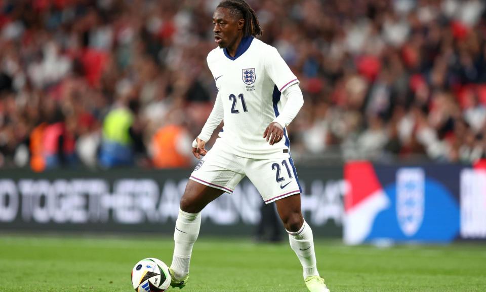 <span>Eberechi Ezeduring at the friendly between England and Iceland at Wembley Stadium on 7 June in London.</span><span>Photograph: Charlotte Wilson/Offside/Getty Images</span>