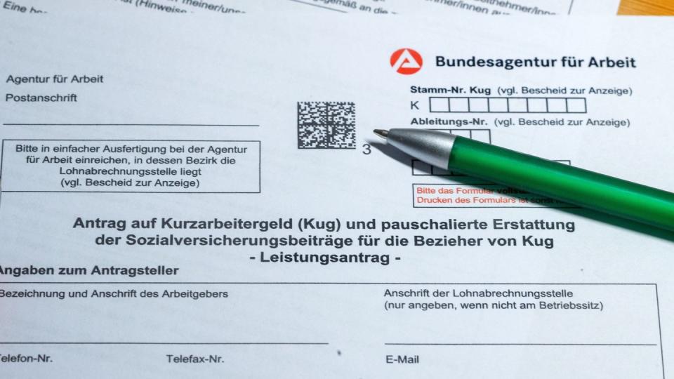 Ein Antragsformular für Kurzarbeitergeld.