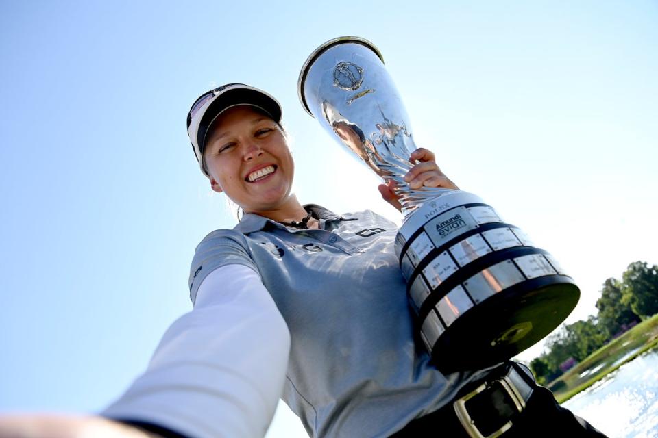 Brooke Henderson after winning the Evian Championship (Getty)