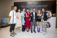 <p>Li Nanxing (李南星), Kemin (克敏), Constance Song (宋怡霏), Wendy Ho, Jason Lee, Candy Chen (陈斯亚) and Jacky Wu (吴宗宪). (Photo: Orient Palace & Spa Nes) </p>