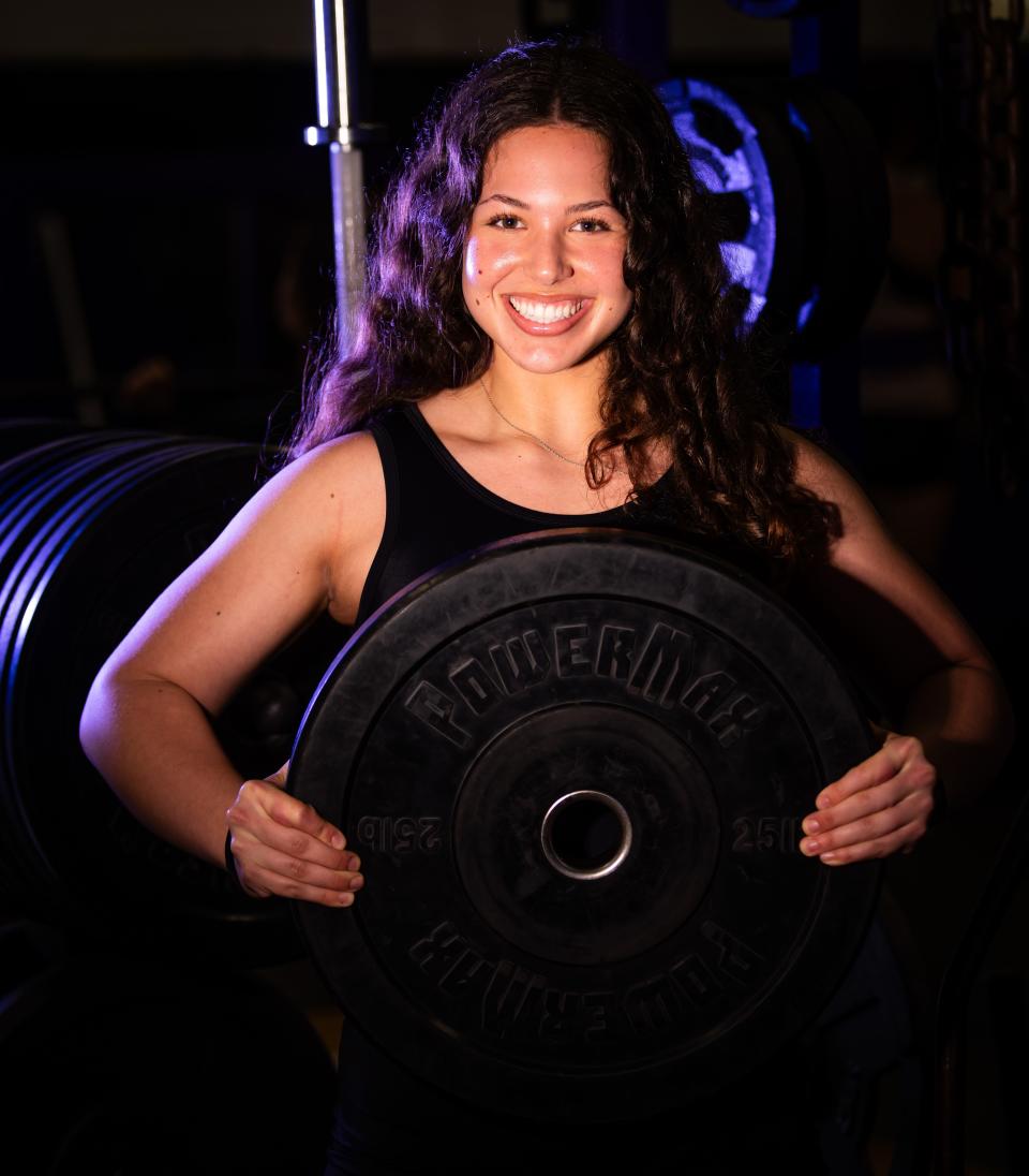 Gainesville High School junior Ori Sela is this year’s Gainesville Sun Girls Weightlifter of the Year. She took second place in State Weightlifting with Traditional, which is bench and clean and jerk and second place in Olympic, which is snatch and clean and jerk. [Doug Engle/Ocala Star Banner]2022