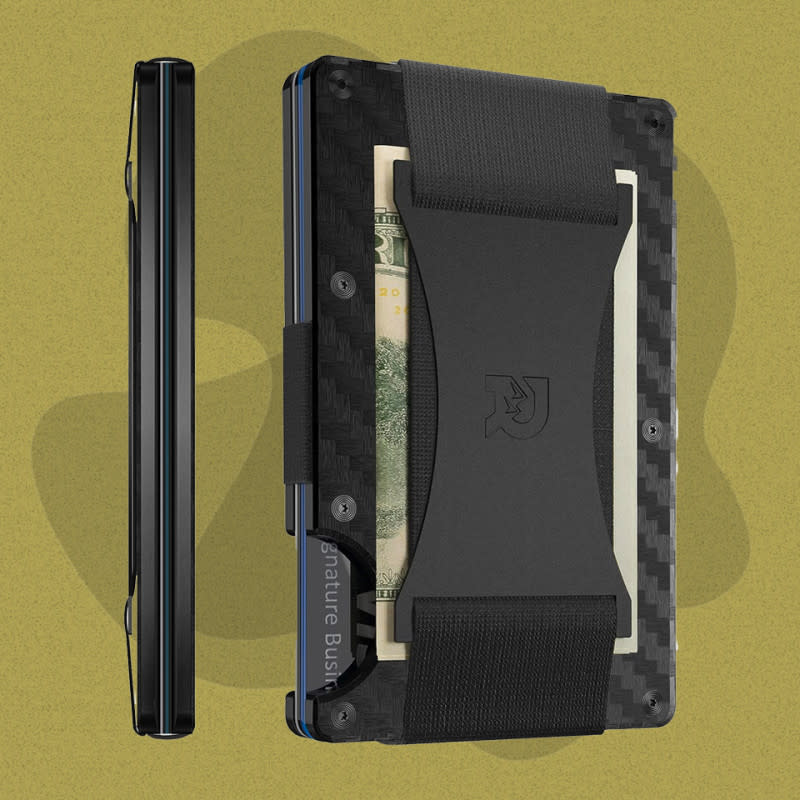 <p>Courtesy of Amazon</p><p>Ridge's RFID-blocking carbon-fiber shell goes beyond cool design: The screws, elastic, money clip, and cash strap are replaceable, meaning this might be the last wallet you'll ever need to buy. The 1/4-inch-thick build holds up to 12 cards and still leaves room for a few bills. A finger cutout on the side lets you push all the cards out in one movement. Pair it with a cash strap, <a href="https://www.mensjournal.com/style/best-wallets-card-holders-for-men" rel="nofollow noopener" target="_blank" data-ylk="slk:money clip;elm:context_link;itc:0;sec:content-canvas" class="link ">money clip</a>, or both.</p><p>[$140; <a href="https://www.amazon.com/Ridge-Wallet-Authentic-Minimalist-Blocking/dp/B01MQCM7XA?th=1&linkCode=ll1&tag=mj-bestslimwallets-cleblanc-081023-update-20&linkId=38b2492e8abb3ed83c8696dbc9546c14&language=en_US&ref_=as_li_ss_tl" rel="nofollow noopener" target="_blank" data-ylk="slk:amazon.com;elm:context_link;itc:0;sec:content-canvas" class="link ">amazon.com</a>]</p>