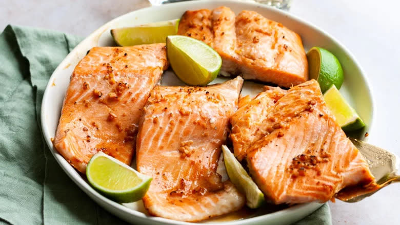 honey lime salmon on plate