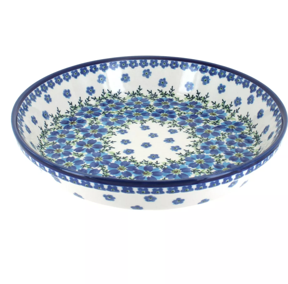 BLUE ROSE POLISH pottery pie plate