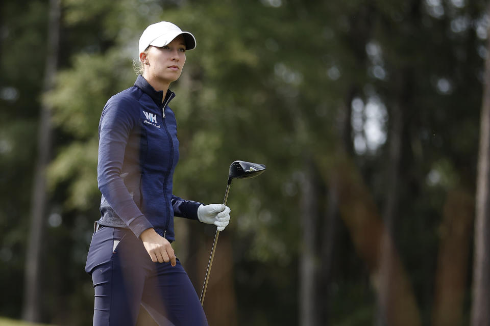 Alexandra Forsterling of Germany walks off of the 18th tee during the fifth round of LPGA Q-School at Magnolia Grove Golf Course on December 05, 2023 in Mobile, Alabama. (Photo by Alex Slitz/Getty Images)