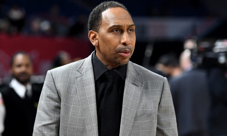 Stephen A. Smith looking on at the NBA Celebrity Game