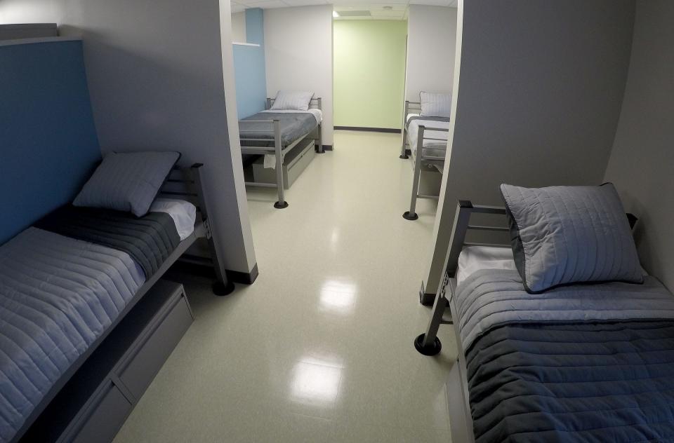The men's sleeping area at the homeless shelter in Monmouth County.