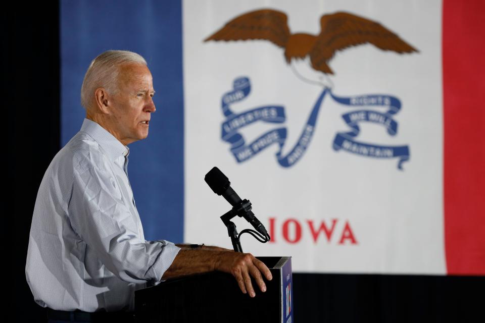 Former Vice President Joe Biden in Council Bluffs, Iowa, on July 17, 2019.