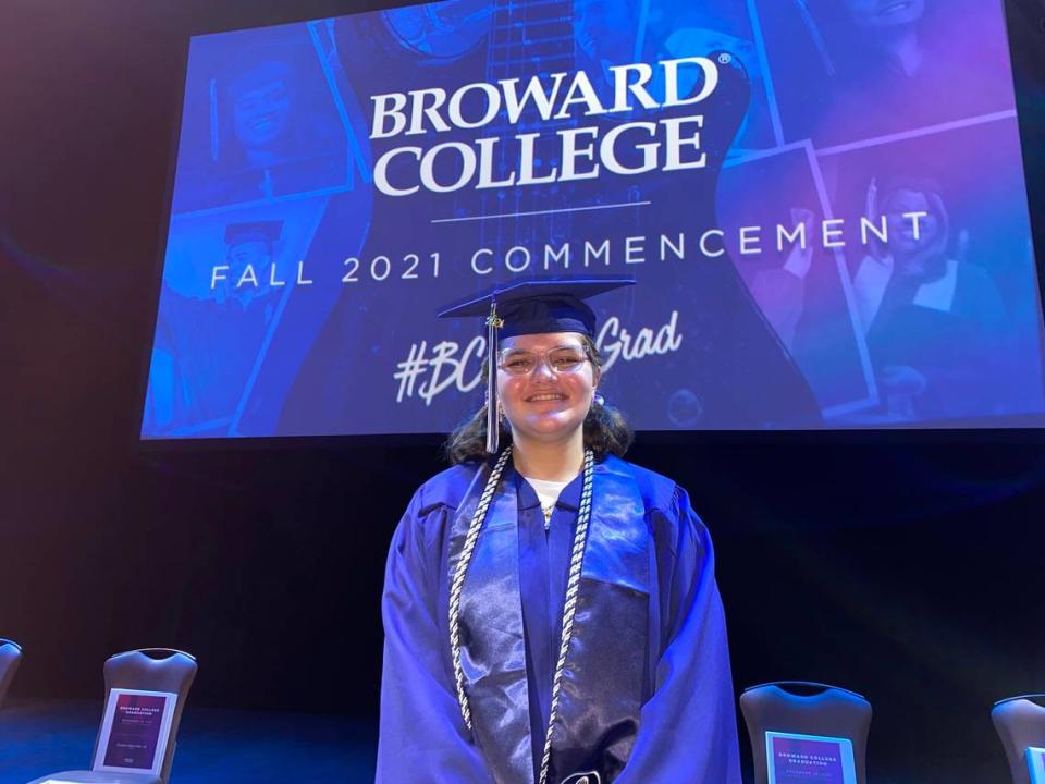 Sawsan Ahmed, 12, at her Broward College graduation on Wednesday, Dec. 15, 2021. She is the youngest graduate in Broward College’s 61-year history.