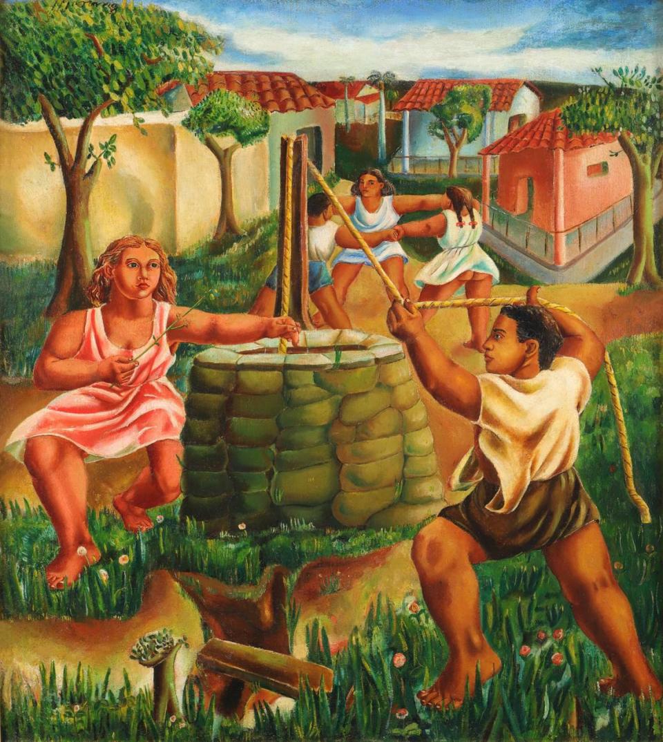 “Los niños del pozo”, 1939, óleo sobre lienzo, 29 1/8 x 26 pulgadas. 