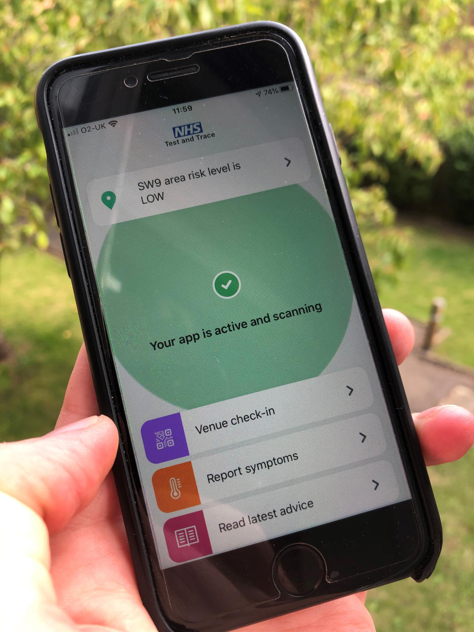 The long-delayed NHS Covid-19 app on a mobile phone. (PA)