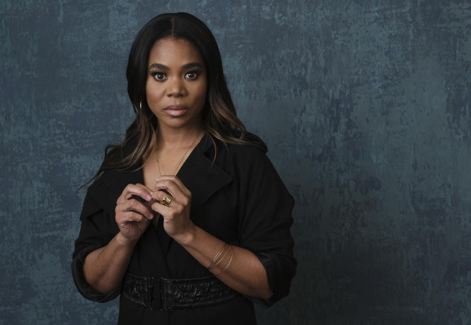 FILE - Regina Hall, a cast member in the Showtime series "Black Monday," poses for a portrait during the 2020 Showtime Winter Television Critics Association Press Tour, Monday, Jan. 13, 2020, in Pasadena, Calif. Hall turns 50 on Dec. 12. (AP Photo/Chris Pizzello, File)