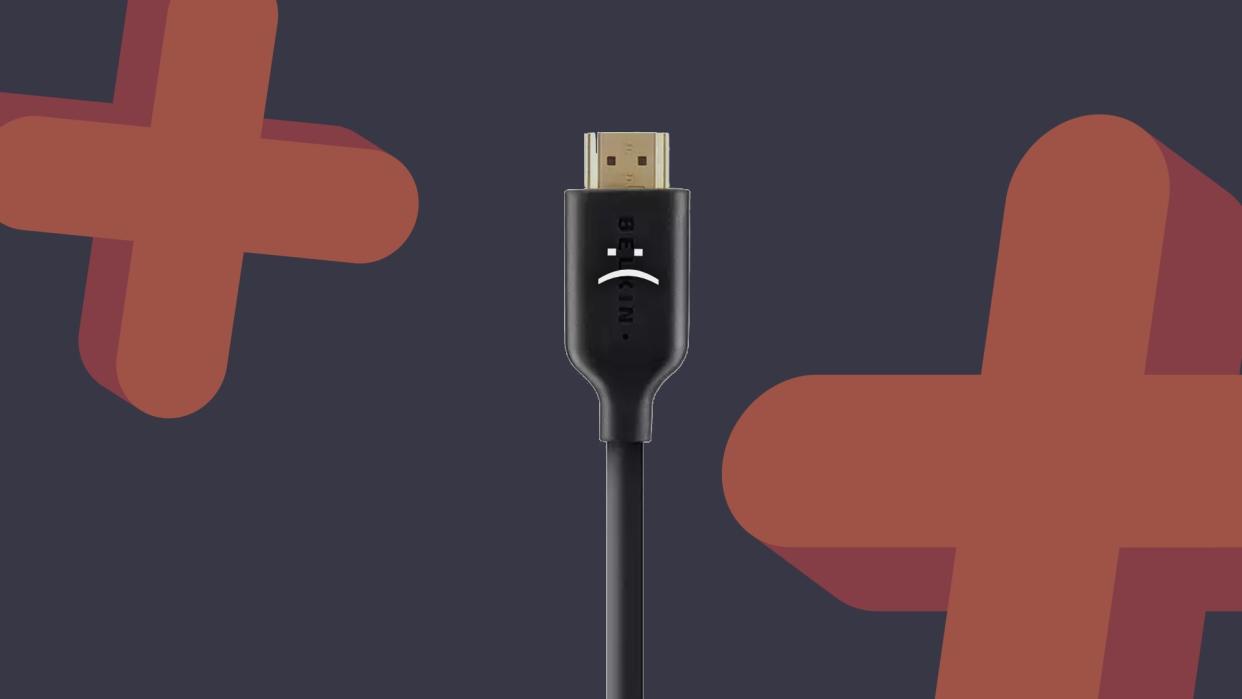  HDMI cable with sad text face. 