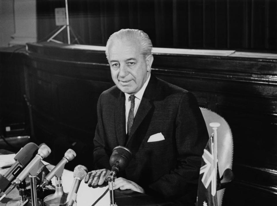 Australian Prime Minister Harold Holt during an official visit to London.