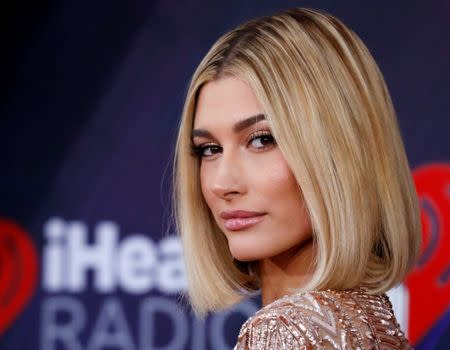 FILE PHOTO: 2018 iHeartRadio Music Awards - Arrivals - Los Angeles, California, U.S., 11/03/2018 Hailey Baldwin. REUTERS/Mario Anzuoni/File Photo