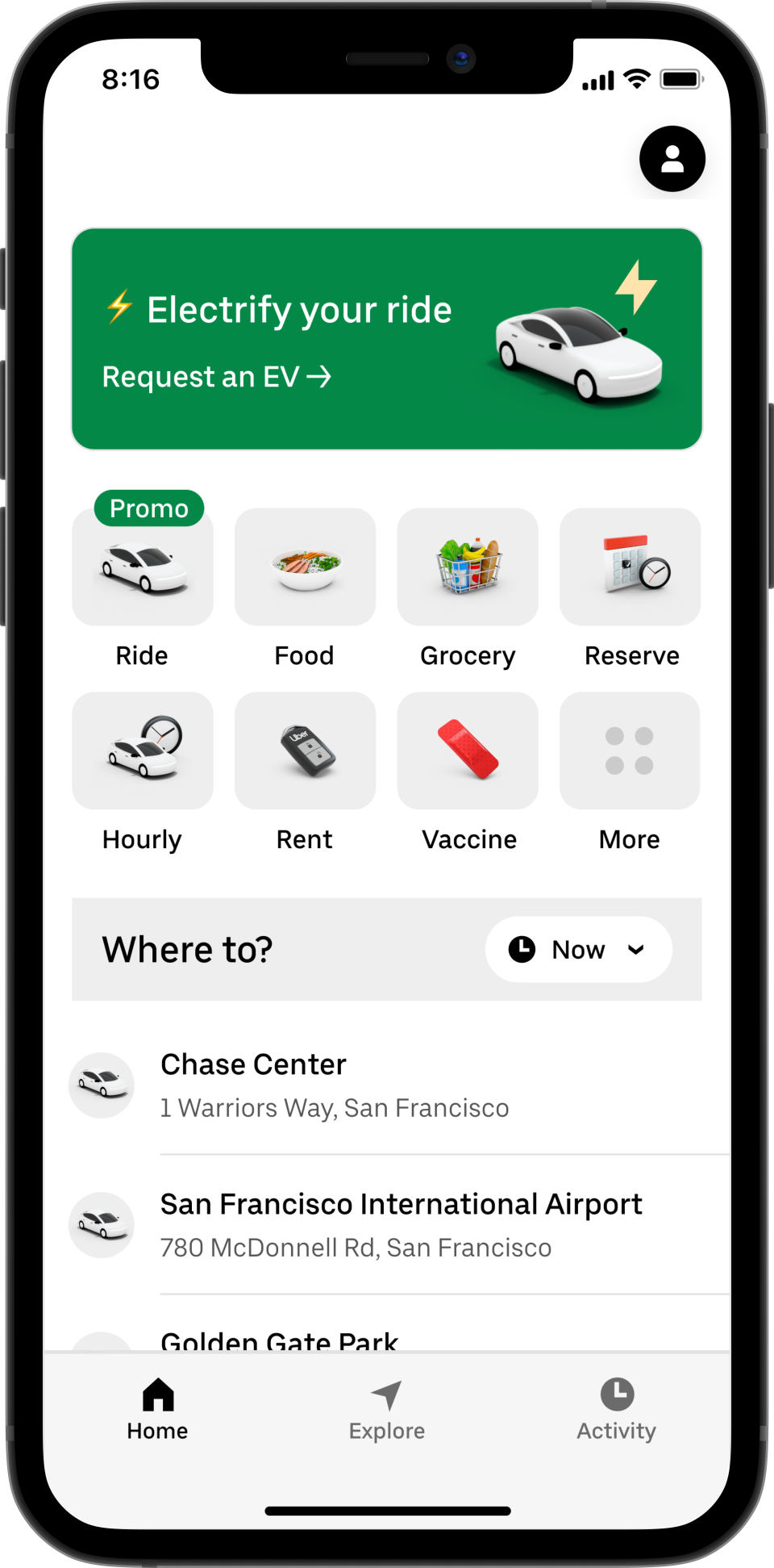 A screenshot of Uber Comfort Electric.
