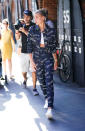 <p>For Hailey Baldwin it was all about the logo, who stepped out in head to toe Versace-emblazoned denim while in New York. [Photo: Getty] </p>