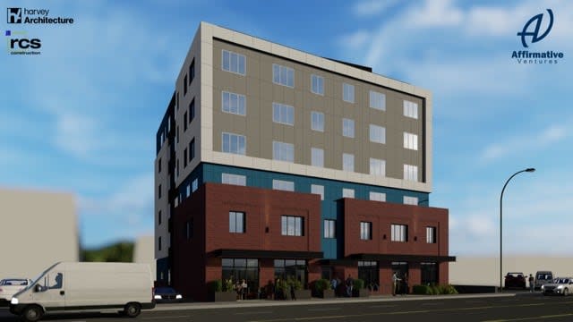 A design rendering of the apartment complex being built at 139 Main St., Dartmouth, by non-profit group Affirmative Ventures.