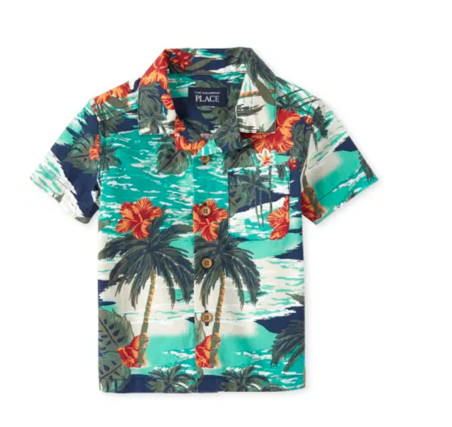 the children's place tropical button down shirt