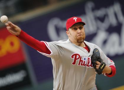 Phillies starting pitcher Aaron Harang continues to surprise. (AP)