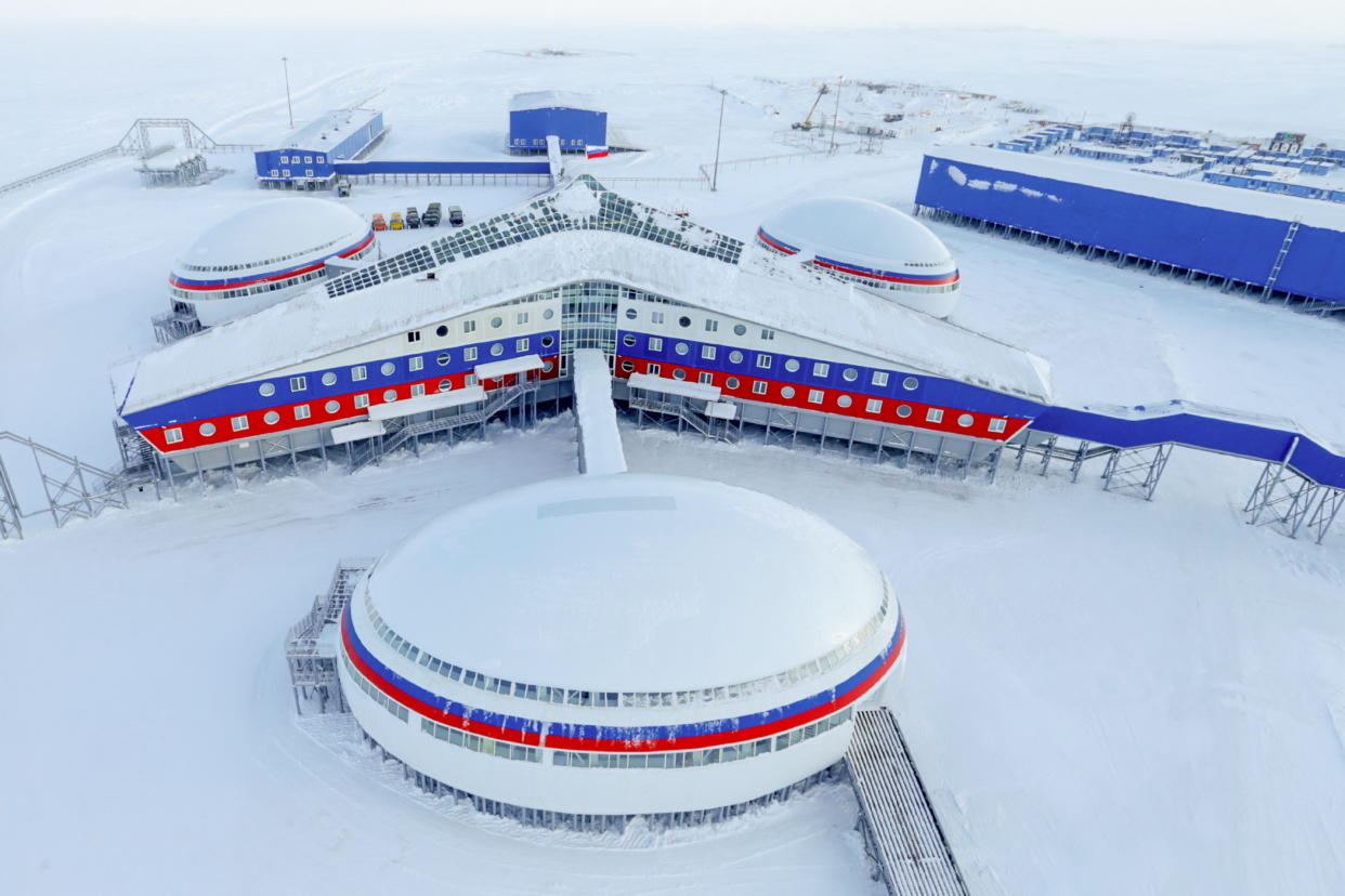 The Arktichesky Trilistnik [Arctic Trefoil] military base on Alexandra Land Island in Arkhangelsk Region, Russia. (Russian Defence Ministry Press Office/TASS via ZUMA Press)
