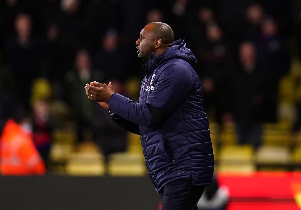 Crystal Palace manager Patrick Vieira wants his team to capitalise on more opportunities (John Walton/PA) (PA Wire)