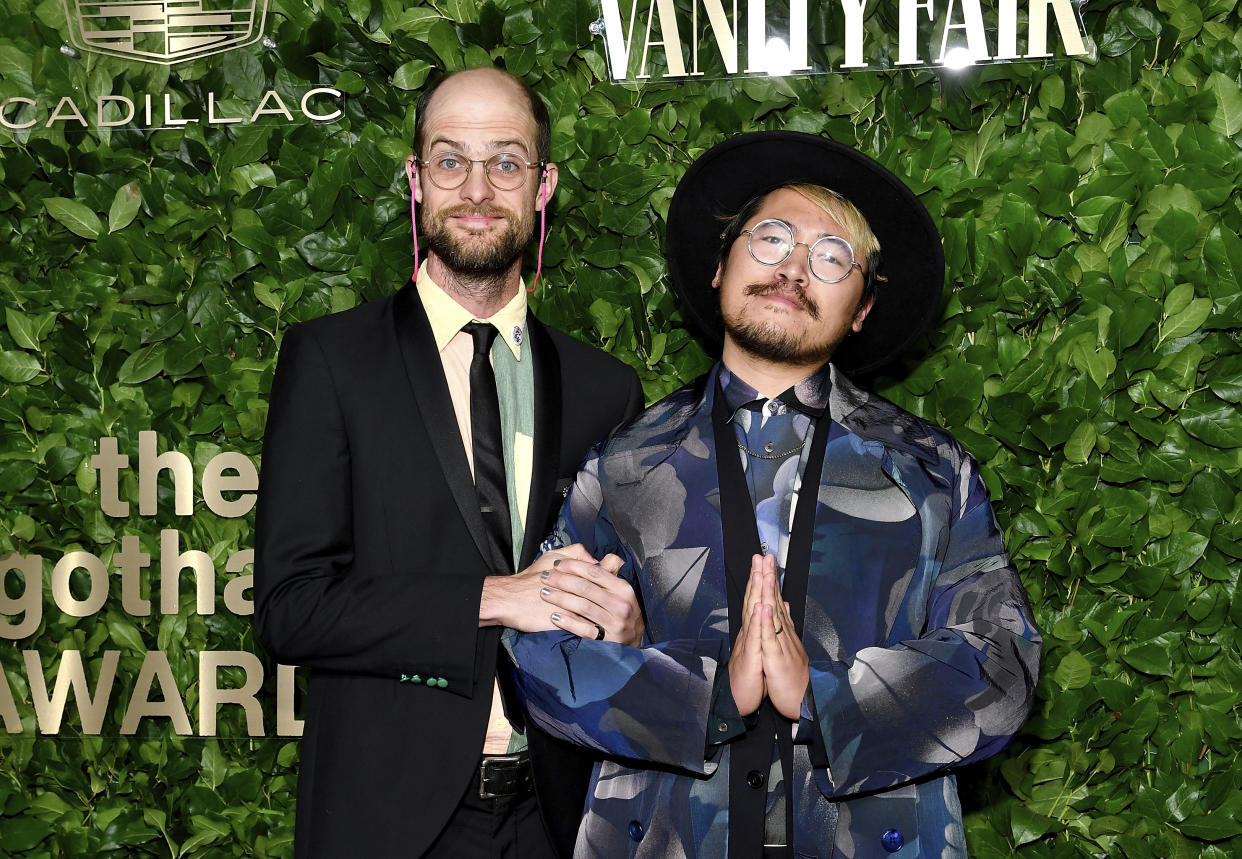 Directors Daniel Scheinert, left, and and Daniel Kwan attend the Gotham Independent Film Awards at Cipriani Wall Street on Monday, Nov. 28, 2022, in New York. (Photo by Evan Agostini/Invision/AP)