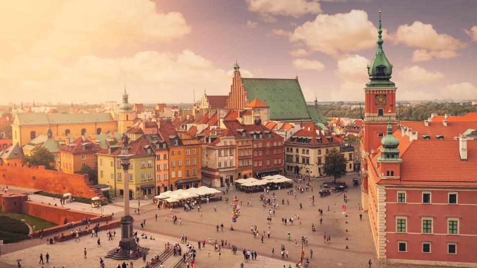 View over Castle Square at the old town of Warsaw.