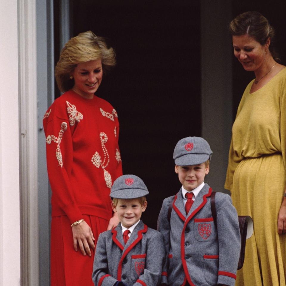 Diana, Princess of Wales, with Princes Harry, left, and William, who attended the prep school
