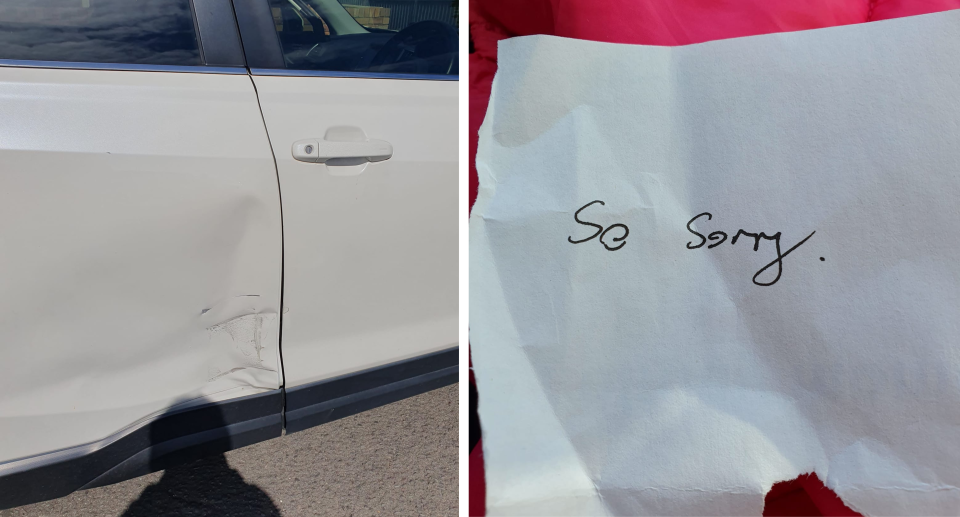 The two-word note left on the woman's Subaru Forester in Kurnell.