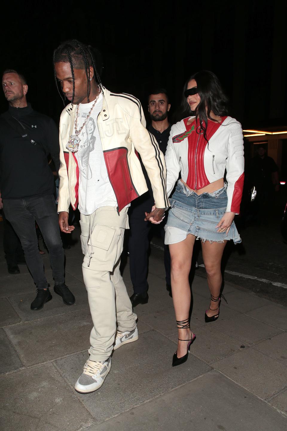 Scott and Jenner out in Mayfair on Saturday.