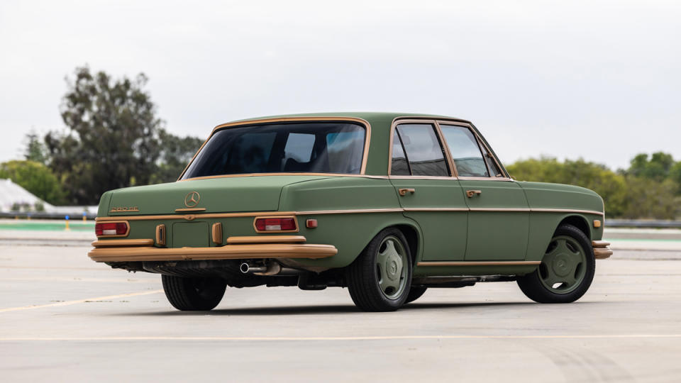 Robert Downey Jr.'s 1969 Mercedes-Benz 280 SE, a car that's been modified to run on biodiesel and its interior showcases the use of recycled plastic. 