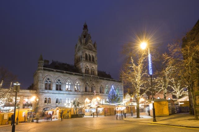 Chester town hall on Northgate Street at Christmas