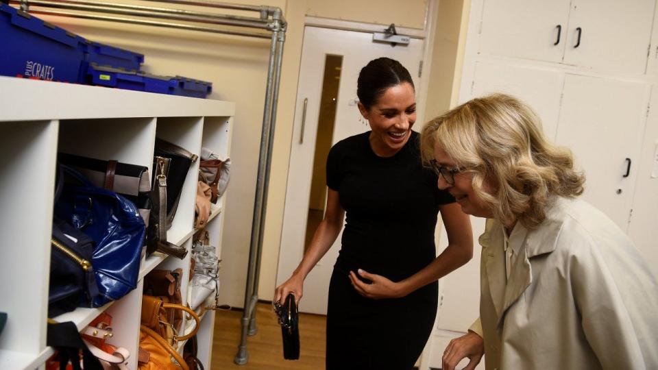 The pregnant Duchess of Sussex recalled the moment while visiting the Smart Works team in London on Thursday.