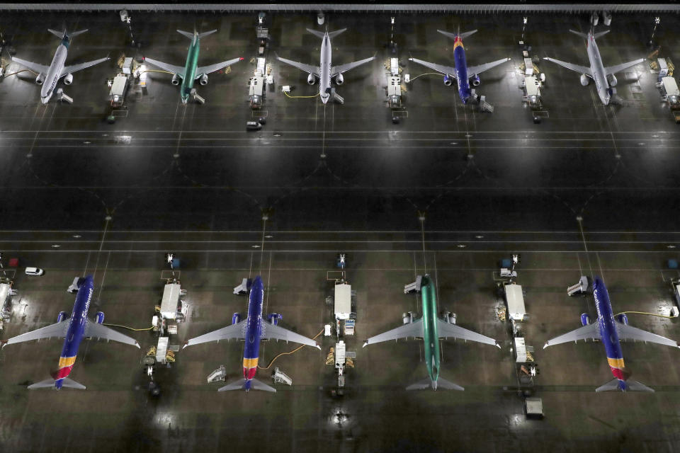 Boeing 737 Max airplanes parked at Boeing Field in Seattle, Washington, US. Photo: Gary He/Reuters