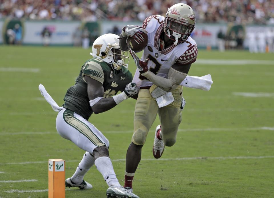 Florida State wide receiver Jesus Wilson had 30 catches for 390 yards this season. (AP Photo/Chris O'Meara)