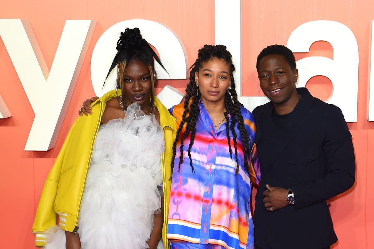 Vivian Oparah, Raine Allen-Miller and David Jonsson attending the "Rye Lane" UK Premiere at  on March 08, 2023 in London, England.  (Eamonn M. McCormack/Getty Images)