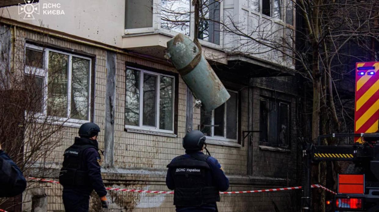 The aftermath of a Russian missile attack on Kyiv on 21 March 2024. Photo: State Emergency Service