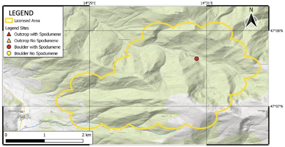 Figure 6: Legend property spodumene occurrences