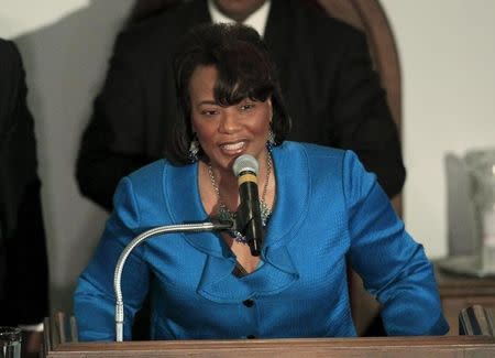 The Reverend Bernice King daughter of Martin Luther King Jr speaks at the National Bar Association's 60th Anniversary of the Montgomery Bus Boycott in Montgomery, December 1, 2015. REUTERS/Marvin Gentry