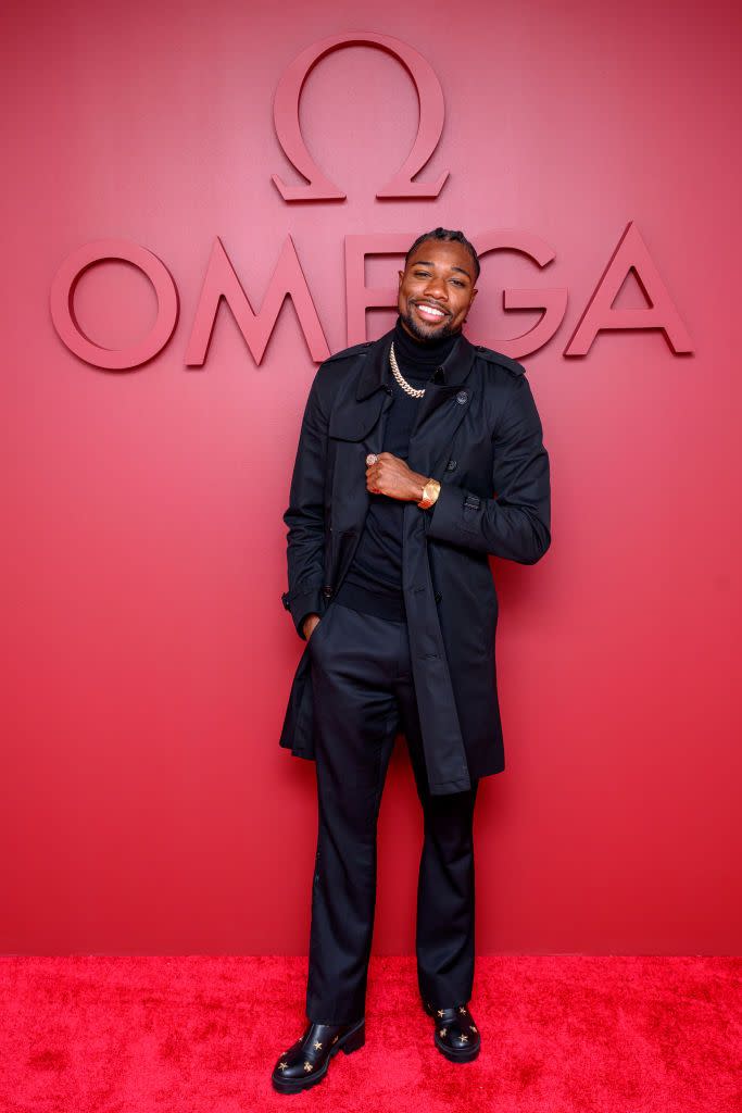 omega panel discussion with olympic ambassadors allyson felix, noah lyles, oksana masters and nathan chen at the planet omega exhibition launch