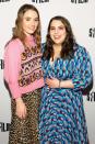 Costars Kaitlyn Dever and Beanie Feldstein both wear bold, mixed prints to the <i>Booksmart</i> film screening on Tuesday in San Francisco.