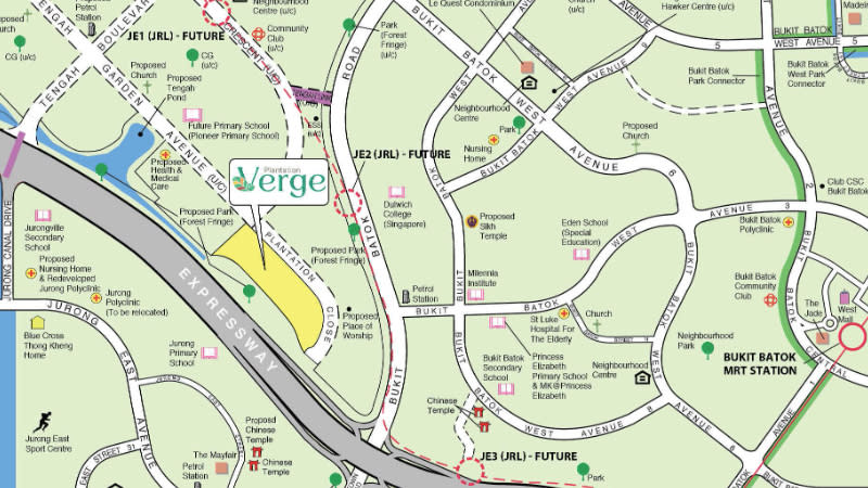 Location of the Plantation Verge Tengah May 2023 BTO project, bounded by Plantation Close (U/C) and the PIE. Source: <a href="https://homes.hdb.gov.sg/home/bto/details/2023-05_BTO_VEdfRDFDOF8xNjgyMzE4MDYyMDc1" rel="nofollow noopener" target="_blank" data-ylk="slk:HDB;elm:context_link;itc:0;sec:content-canvas" class="link ">HDB</a>