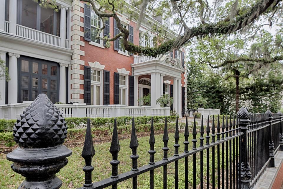 26 E Gaston Street, Overlooking Savannah’s picturesque Forsyth Park in the Historic Landmark District, the Mills B. Lane House, c.1908 is a Georgian Revival jewel that was featured on the 2020 HGTV Ultimate House Hunt.