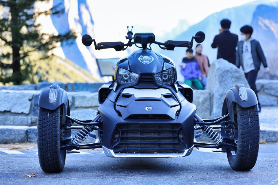 Can-Am close-up in front of El Capitan Yosemite