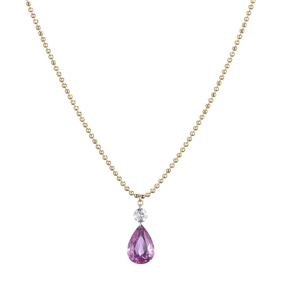 17) Pink Sapphire Pear Necklace