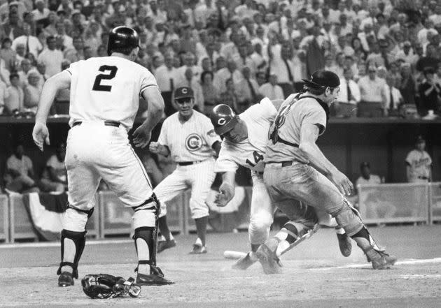 Pete Rose slammed into Fosse to score the winning run in the 1970 All-Star Game. (Photo: via Associated Press)